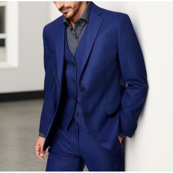 Alfani Mens Slim Fit Flap Pockets Stretch Solid Suit Jacket Navy Size 42S NWT - Picture 1 of 3